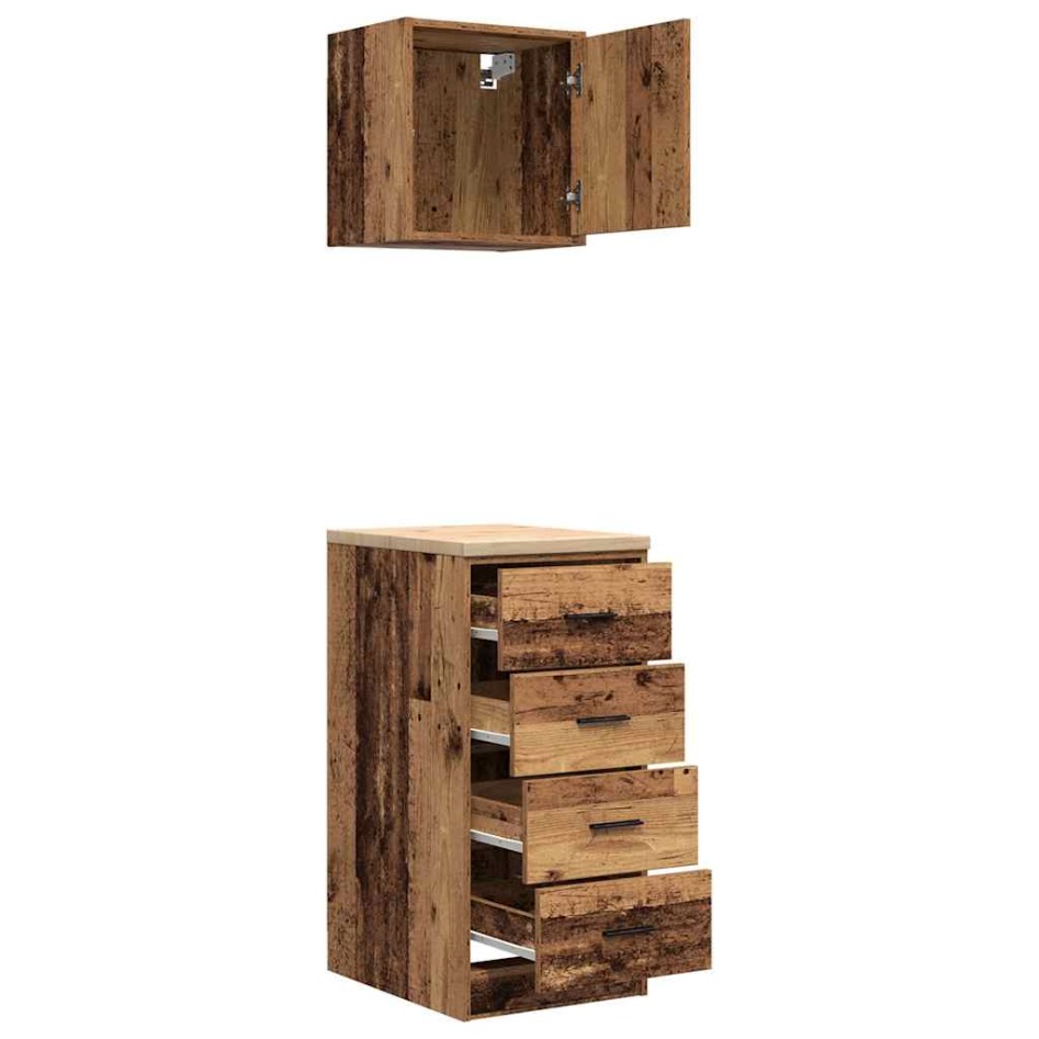 Armarios 2 uds para garaje madera ingeniería antigua