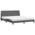 Cama con colchón de tela gris oscuro 180x200
