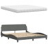 Cama con colchón de tela gris oscuro 180x200
