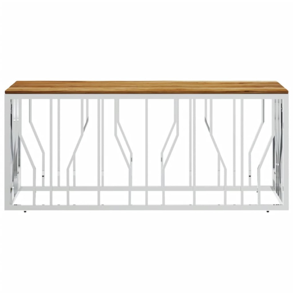 Mesa de centro acero inoxidable y madera maciza acacia