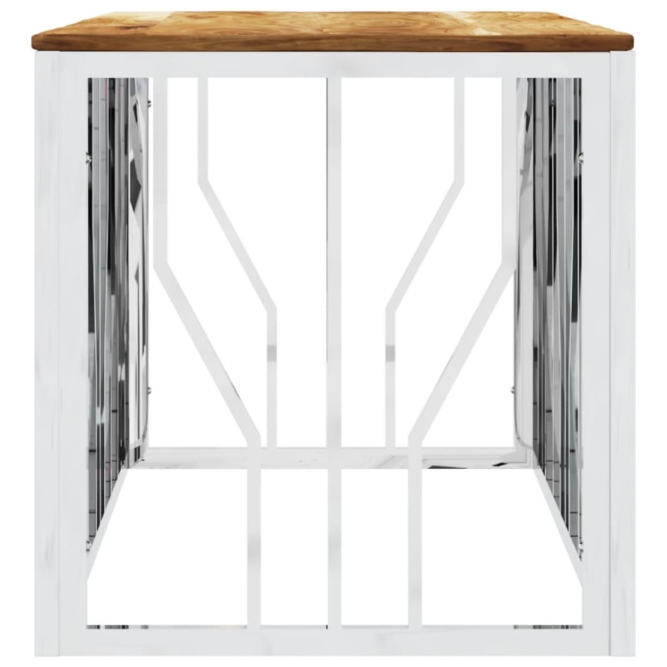 Mesa de centro acero inoxidable y madera maciza acacia