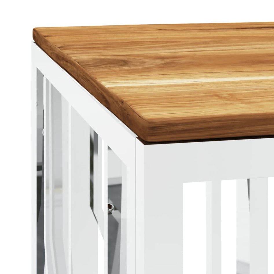 Mesa de centro acero inoxidable y madera maciza acacia