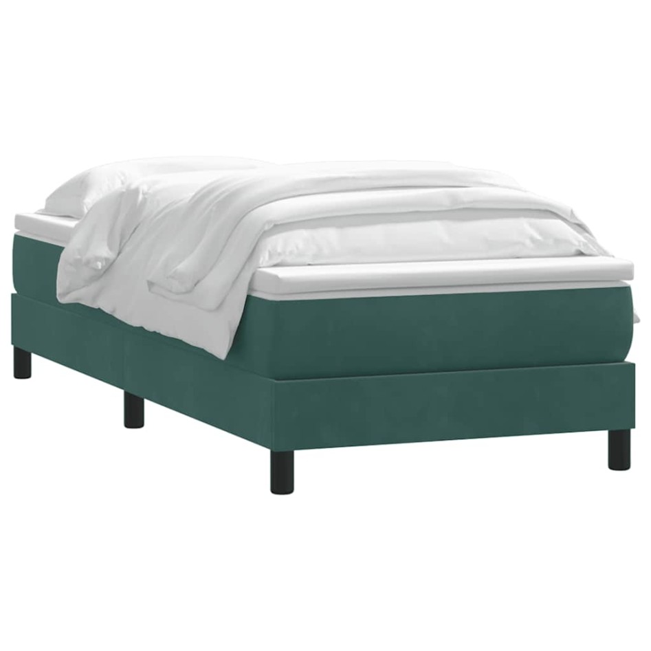 Cama box spring con colchón terciopelo verde oscuro 90x220