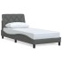 Estructura de cama sin colchón tela gris oscuro 80x200