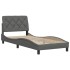 Estructura de cama sin colchón tela gris oscuro 80x200