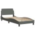 Estructura de cama sin colchón tela gris oscuro 80x200