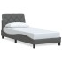 Estructura de cama sin colchón tela gris oscuro 90x200