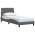 Estructura de cama sin colchón tela gris oscuro 90x200