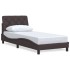 Estructura de cama sin colchón tela marrón oscuro 90x200