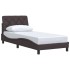 Estructura de cama sin colchón tela marrón oscuro 90x200