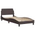 Estructura de cama sin colchón tela marrón oscuro 90x200