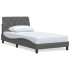 Estructura de cama sin colchón tela gris oscuro 90x200