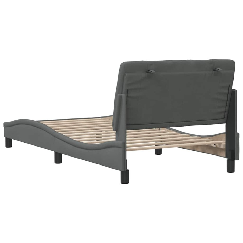 Estructura de cama sin colchón tela gris oscuro 90x200