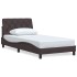 Estructura de cama sin colchón tela marrón oscuro 100x200