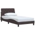 Estructura de cama sin colchón tela marrón oscuro 100x200