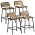 Taburetes de barra 4 uds 46x35,5x70 madera maciza