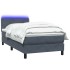 Cama box spring con colchón terciopelo gris oscuro 90x210