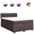 Cama box spring con colchón tela marrón oscuro 140x190