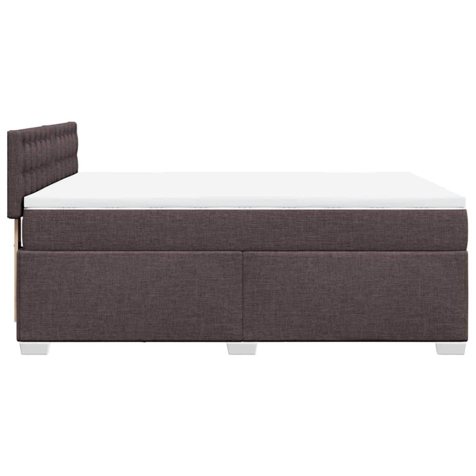 Cama box spring con colchón tela marrón oscuro 140x190