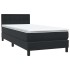 Cama box spring con colchón terciopelo negro 90x220