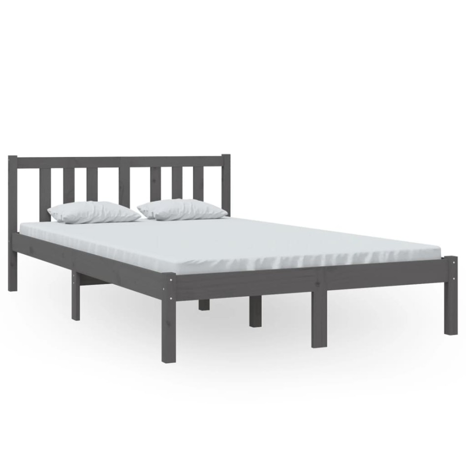 Estructura de cama madera maciza gris 120x200