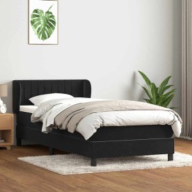 Cama box spring con colchón cuero sintético negro 90x210