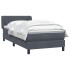 Cama box spring con colchón terciopelo gris oscuro 80x210