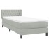Cama box spring con colchón terciopelo gris claro 80x220