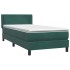 Cama box spring con colchón terciopelo verde oscuro 90x220