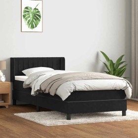 Cama box spring con colchón cuero sintético negro 80x220