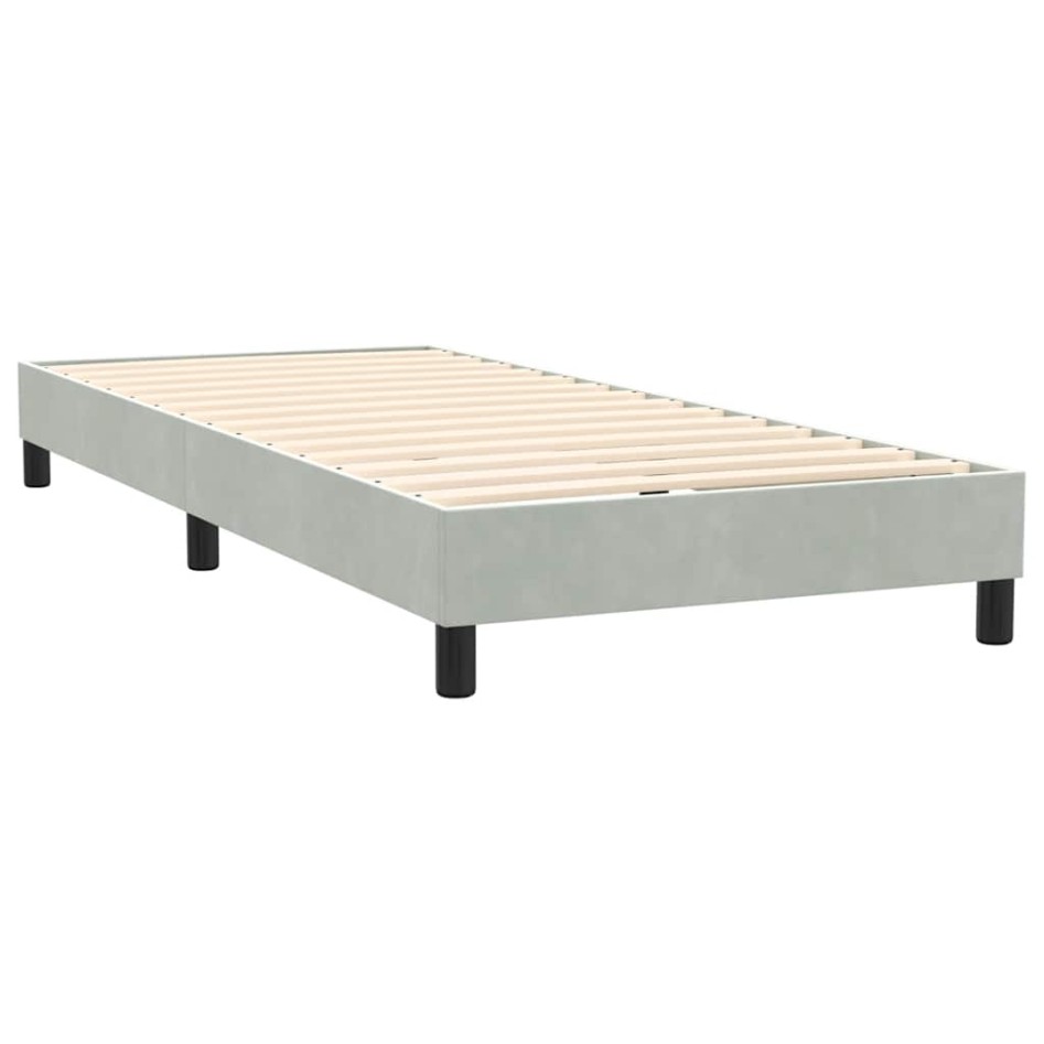 Cama box spring con colchón terciopelo gris claro 90x220