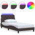 Estructura cama con LED sin colchón marrón oscuro 100x200