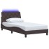 Estructura cama con LED sin colchón marrón oscuro 100x200
