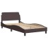 Estructura cama con LED sin colchón marrón oscuro 100x200