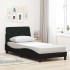 Estructura cama con LED sin colchón tela negro 90x200