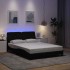 Estructura cama con LED sin colchón tela negro 140x190