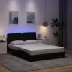 Estructura cama con LED sin colchón tela negro 140x190 cm