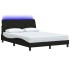 Estructura cama con LED sin colchón tela negro 140x190