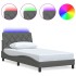 Estructura cama con LED sin colchón tela gris oscuro 90x200