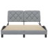 Estructura cama con LED sin colchón tela gris claro 140x190