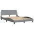 Estructura cama con LED sin colchón tela gris claro 140x190