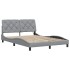 Estructura cama con LED sin colchón tela gris claro 140x190