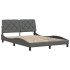 Estructura cama con LED sin colchón tela gris oscuro 120x200