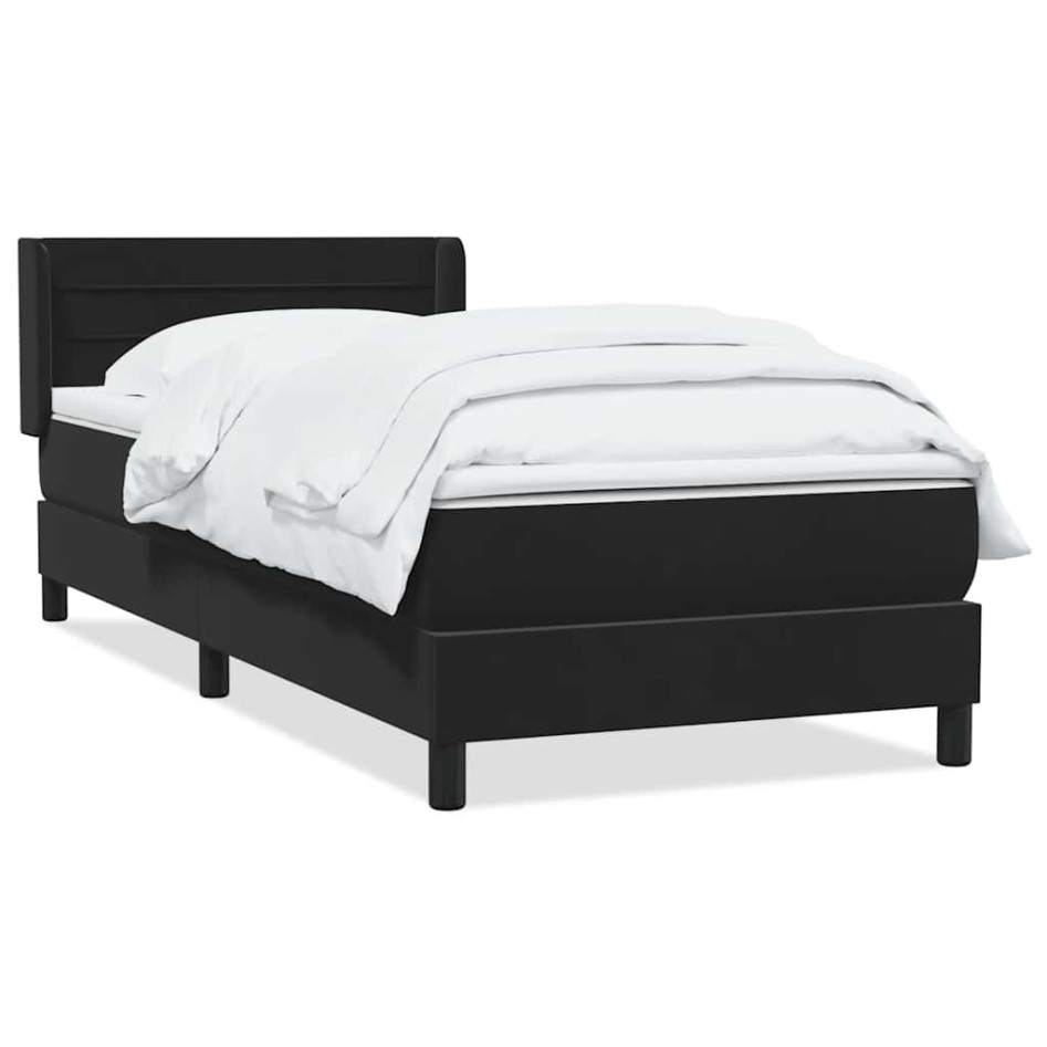 Cama box spring con colchón cuero sintético negro 80x220