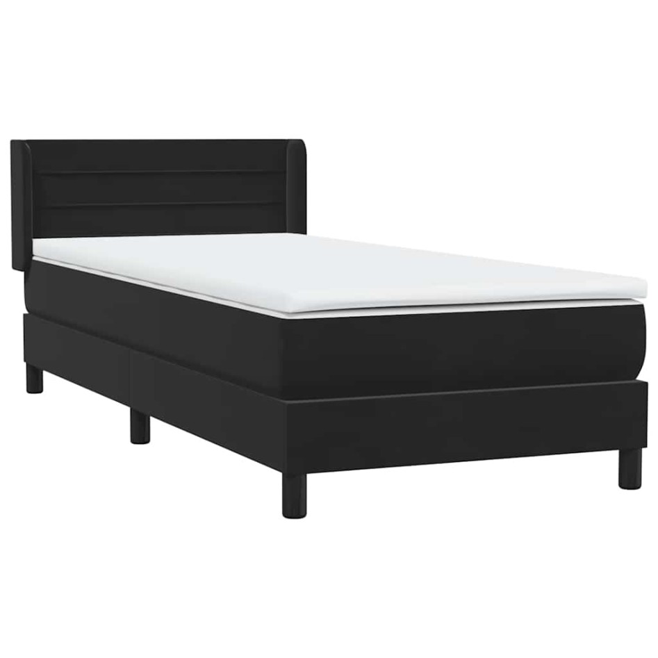 Cama box spring con colchón cuero sintético negro 80x220