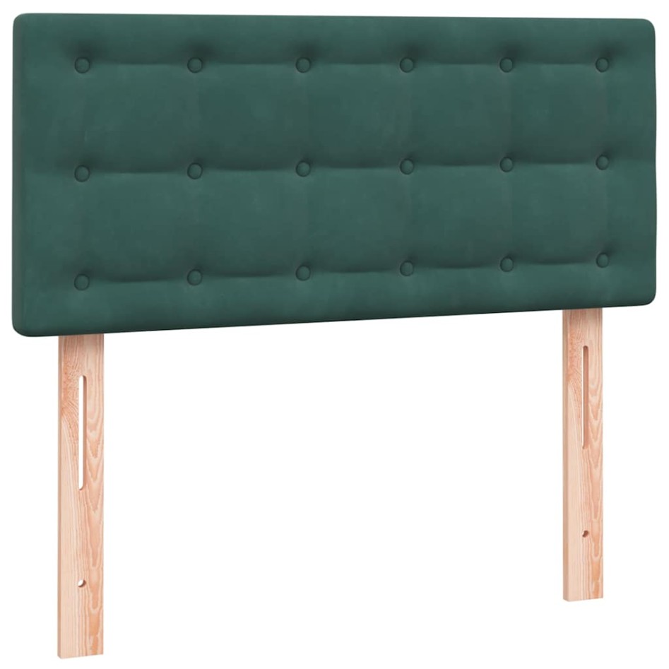 Cama box spring con colchón terciopelo verde oscuro 90x220