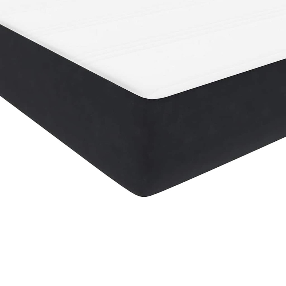 Cama box spring con colchón terciopelo negro 90x220