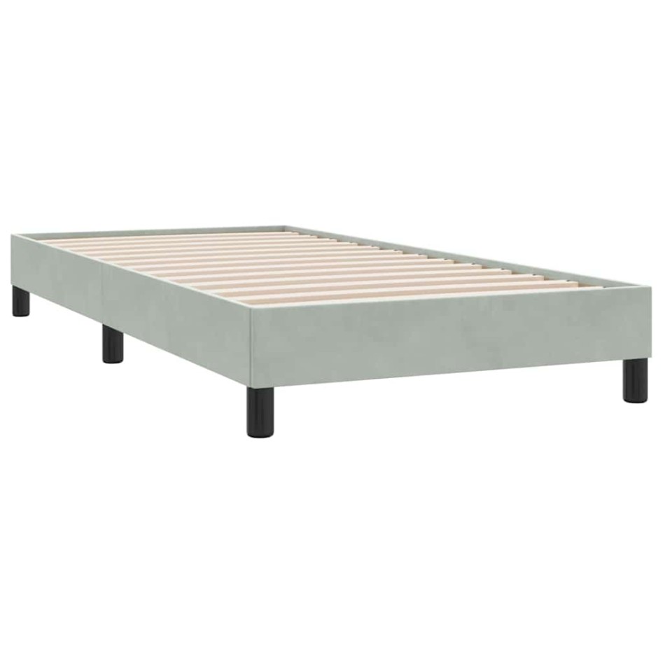 Cama box spring con colchón terciopelo gris claro 90x210