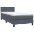 Cama box spring con colchón terciopelo gris oscuro 80x220