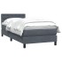 Cama box spring con colchón terciopelo gris oscuro 90x210